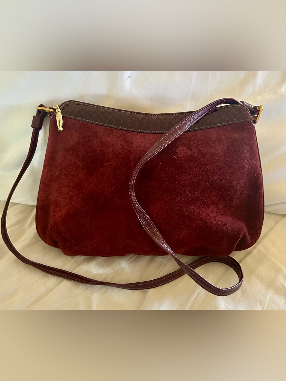 Vintage 60s 70s Bag by Supreme Leather & Snakeskin burgundy shoulder bag Groovy